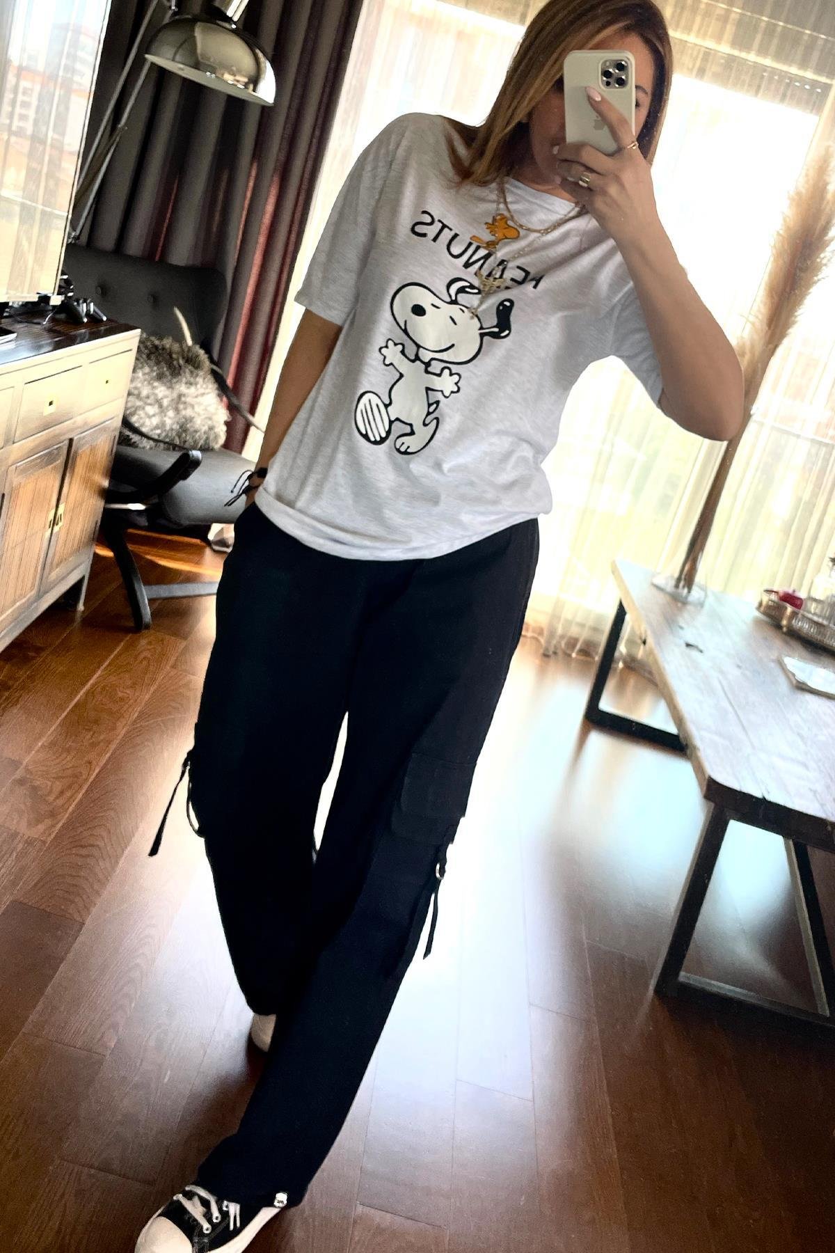 Peanuts Baskılı Tshirt Gri