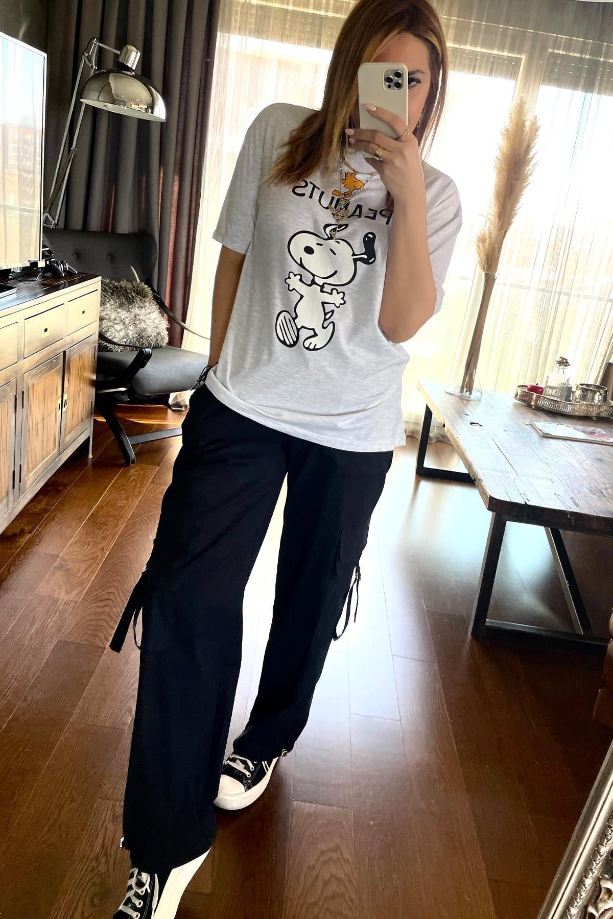 Peanuts Baskılı Tshirt Gri