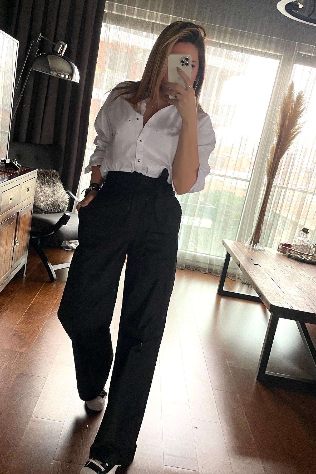 Poplin Gold Troklu Gömlek Beyaz