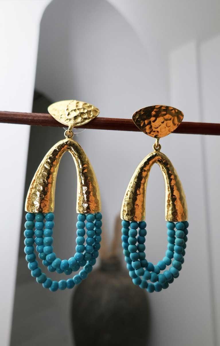 Salkım Küpe Gold-Mavi