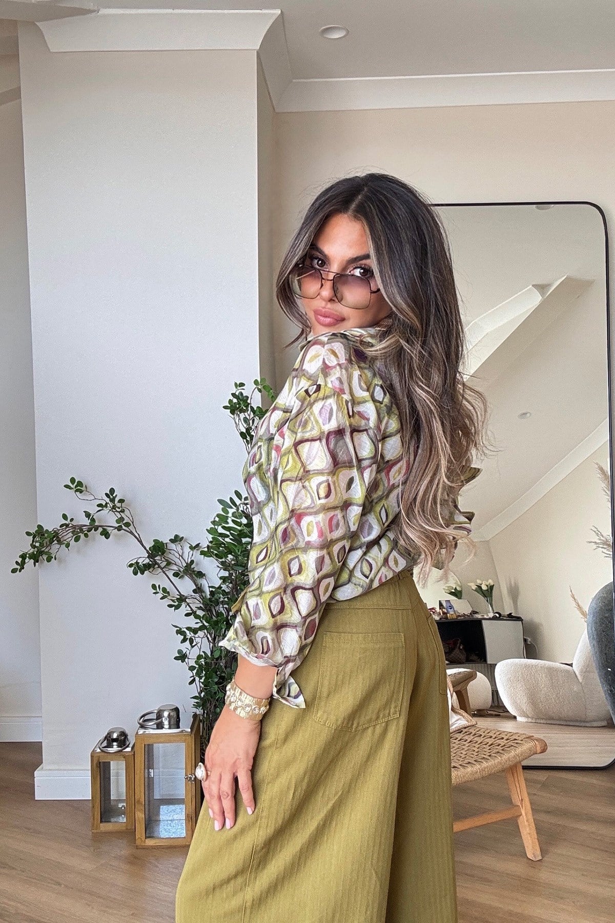 Şalvar Model Balıksırtı Dokuma Kanvas Pantalon Yağ Yeşili