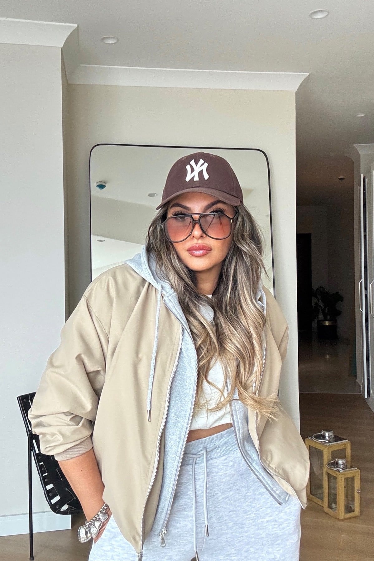 San Francisco Nakışlı Sweat Garnili Mont Bej