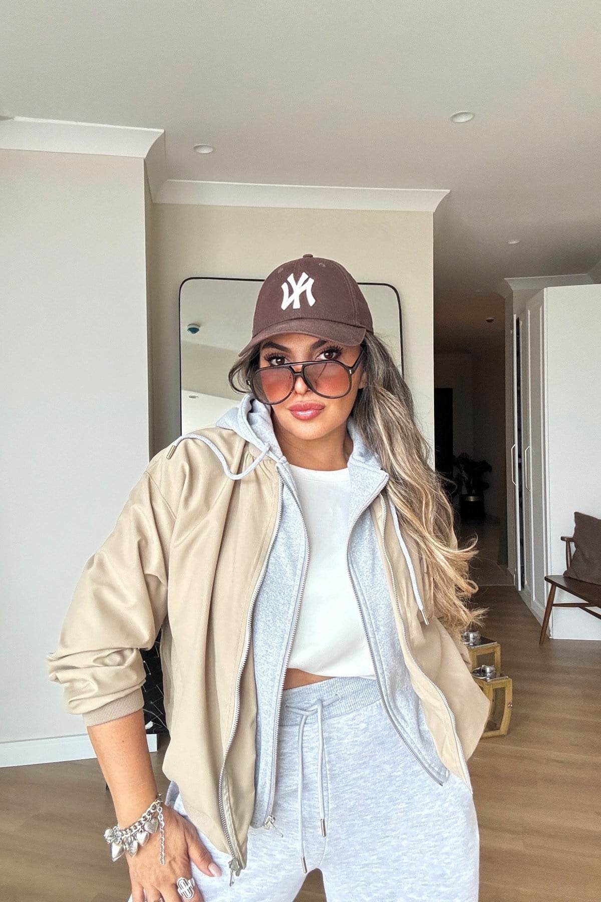 San Francisco Nakışlı Sweat Garnili Mont Bej