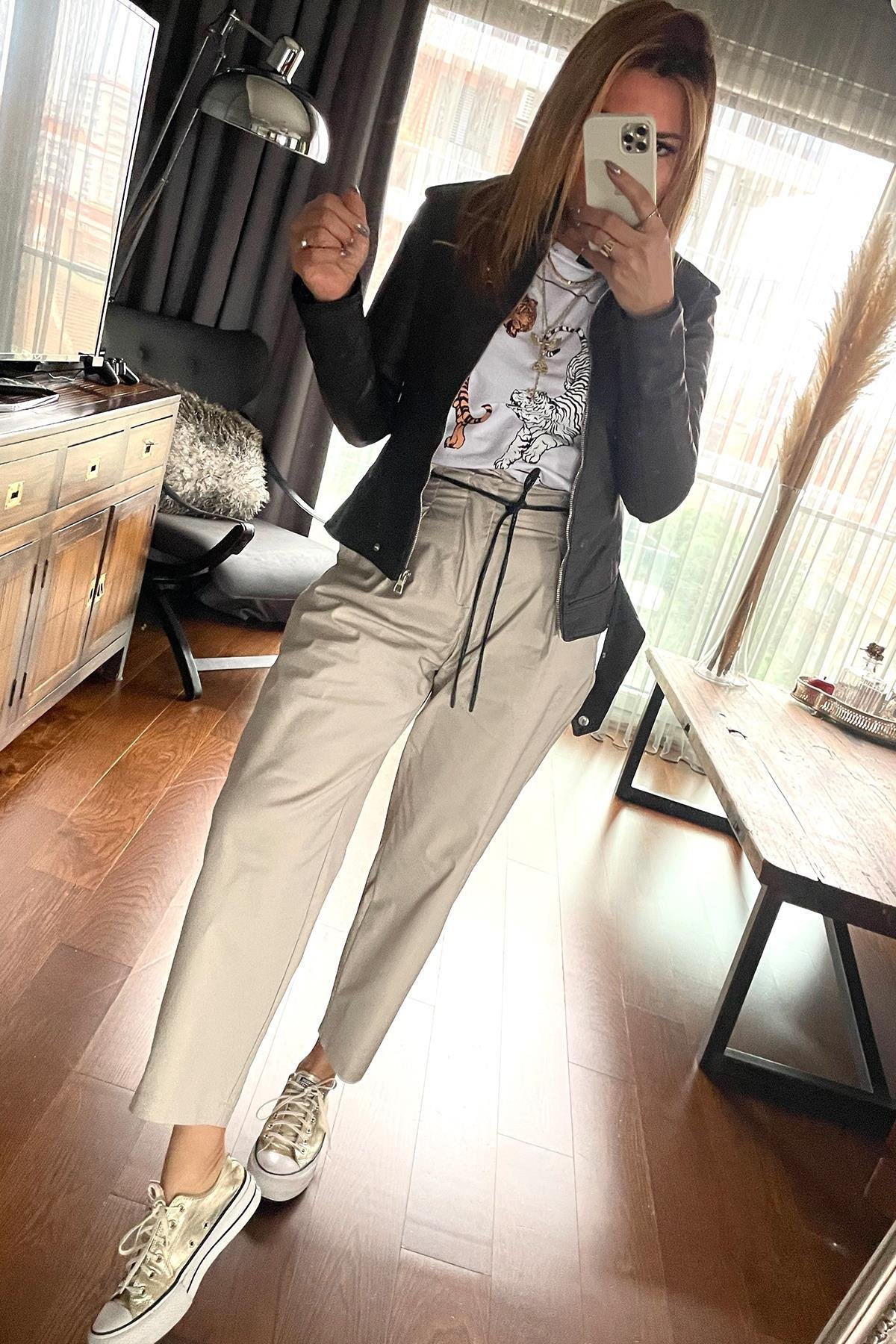 Slim Fit Deri Ceket Acı Kahve
