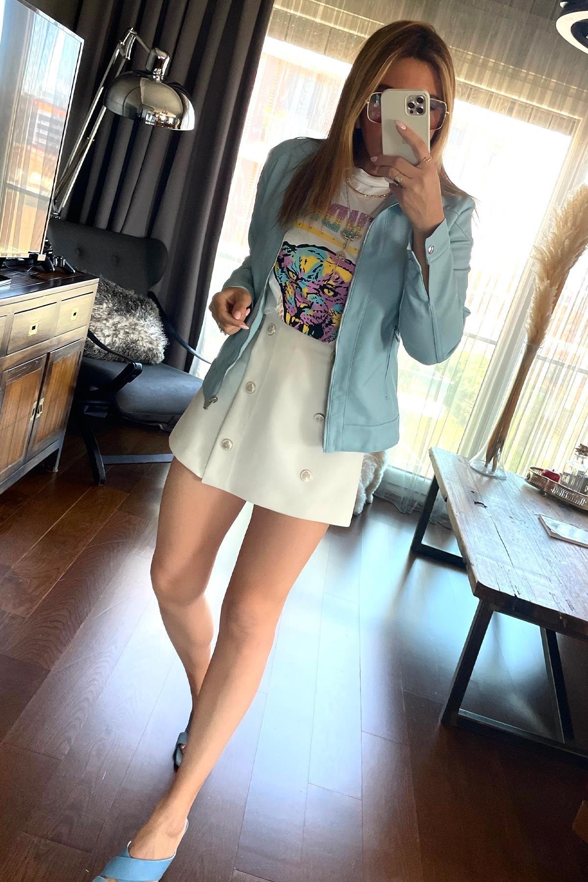 Studio Taşlı Tshirt Ekru