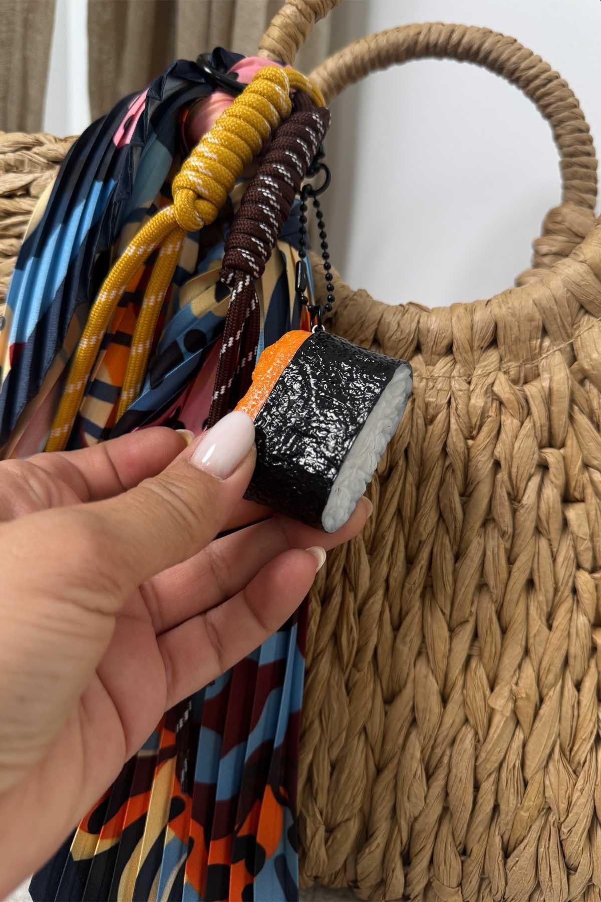 Sushi Charm Çanta Aksesuar Turuncu-Siyah