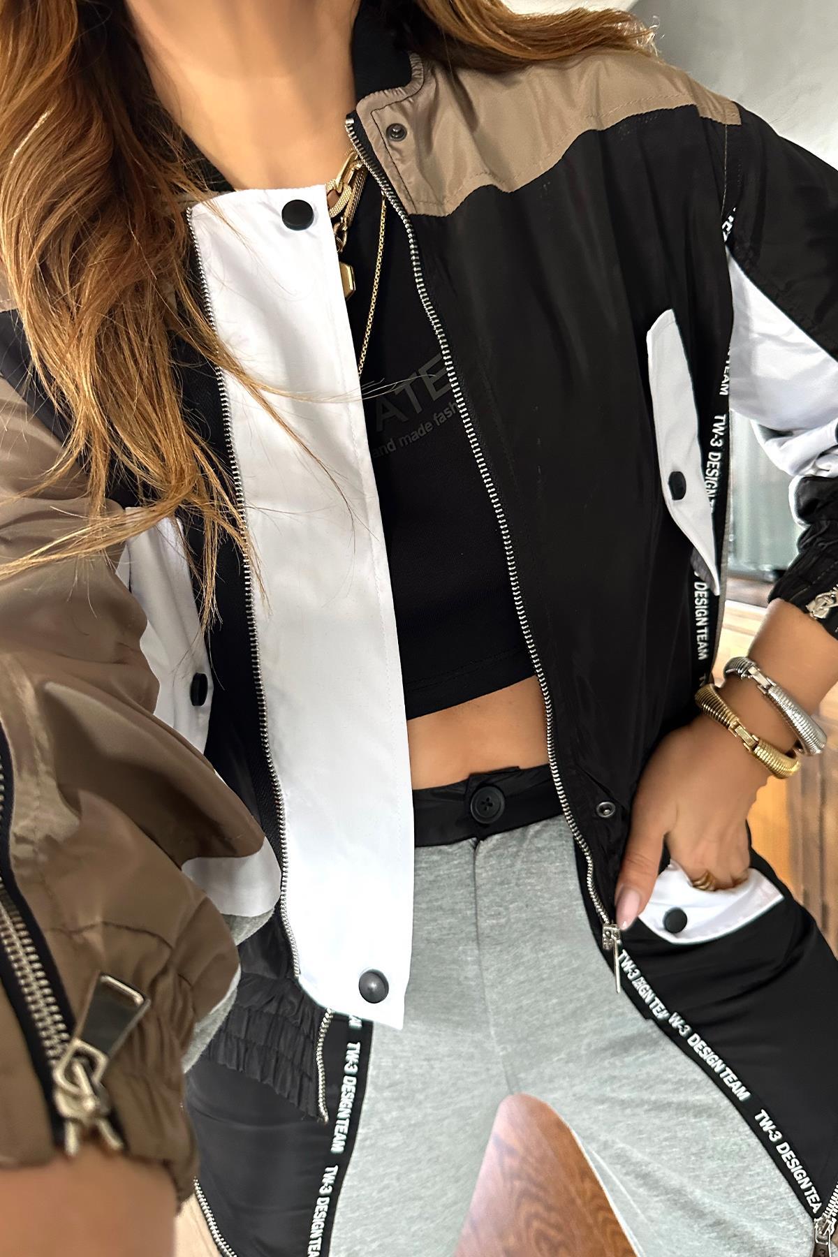 Sweat Garnili Bomber Ceket Renkli