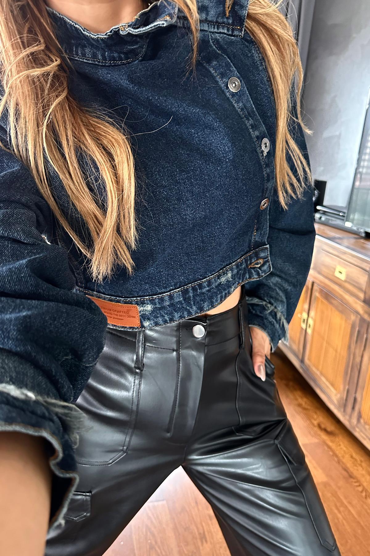 Tasarım Jean Crop Mavi