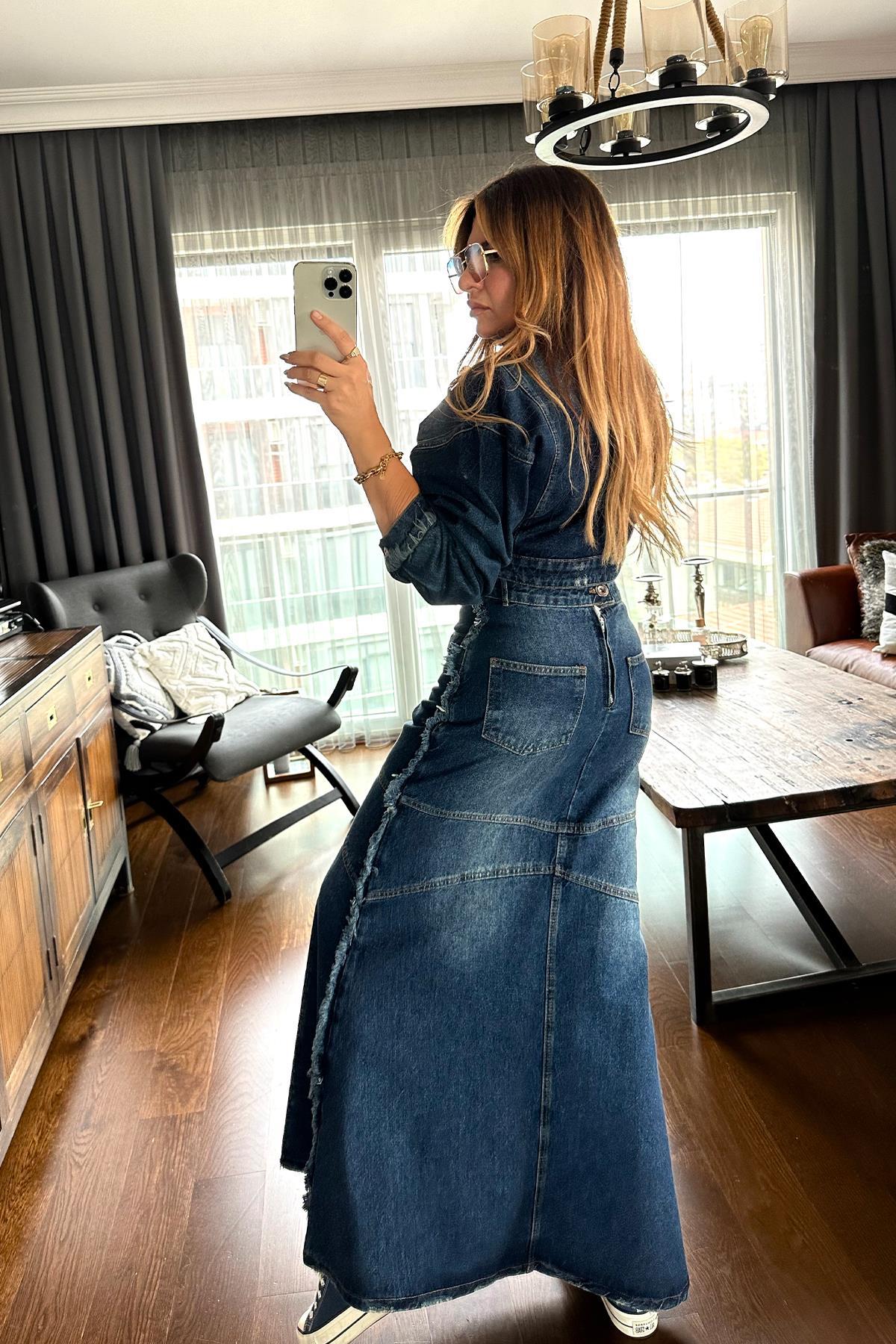 Tasarım Jean Crop Mavi