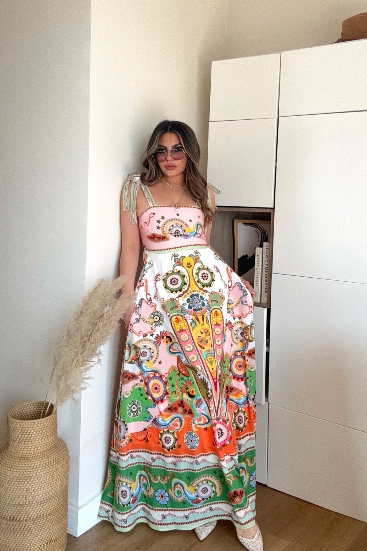 Tasarım Model Bağcık Askılı Elbise Pembe