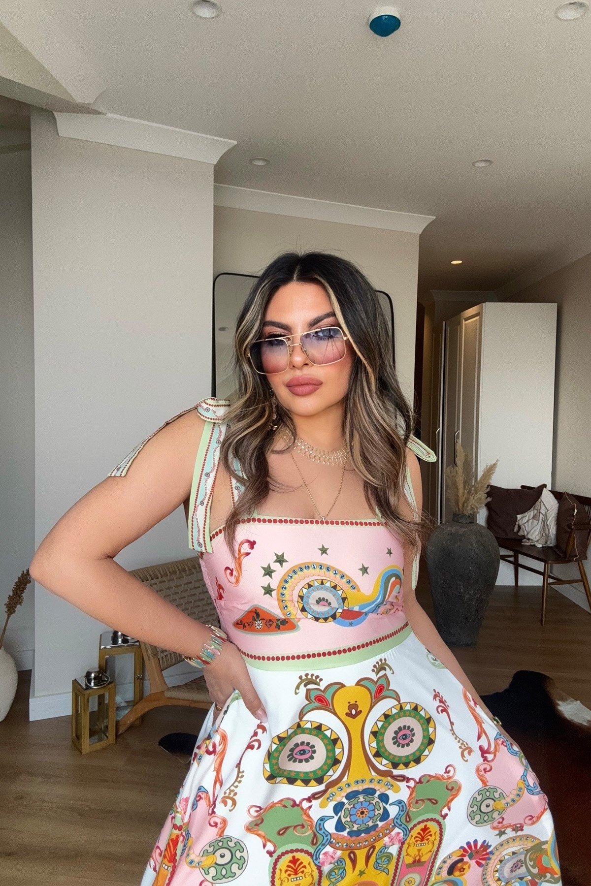 Tasarım Model Bağcık Askılı Elbise Pembe