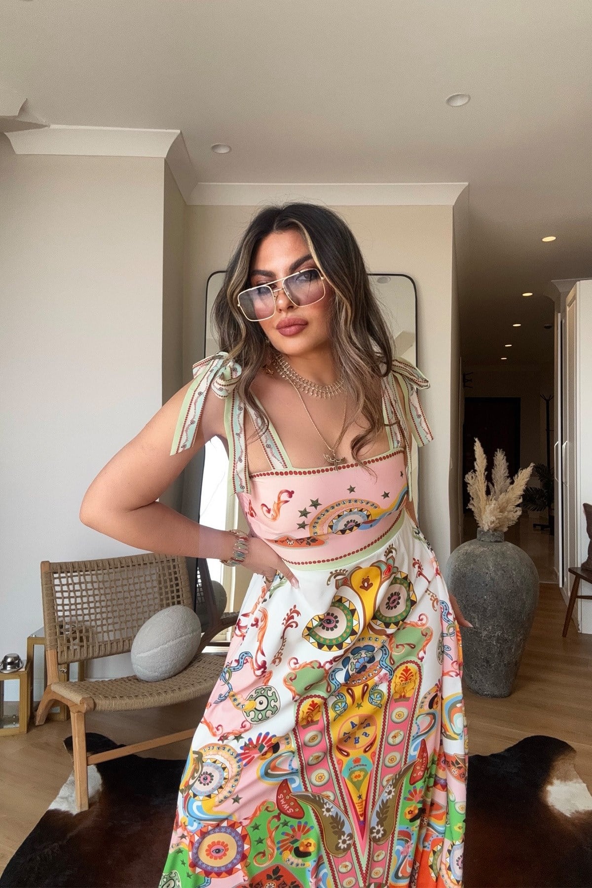 Tasarım Model Bağcık Askılı Elbise Pembe