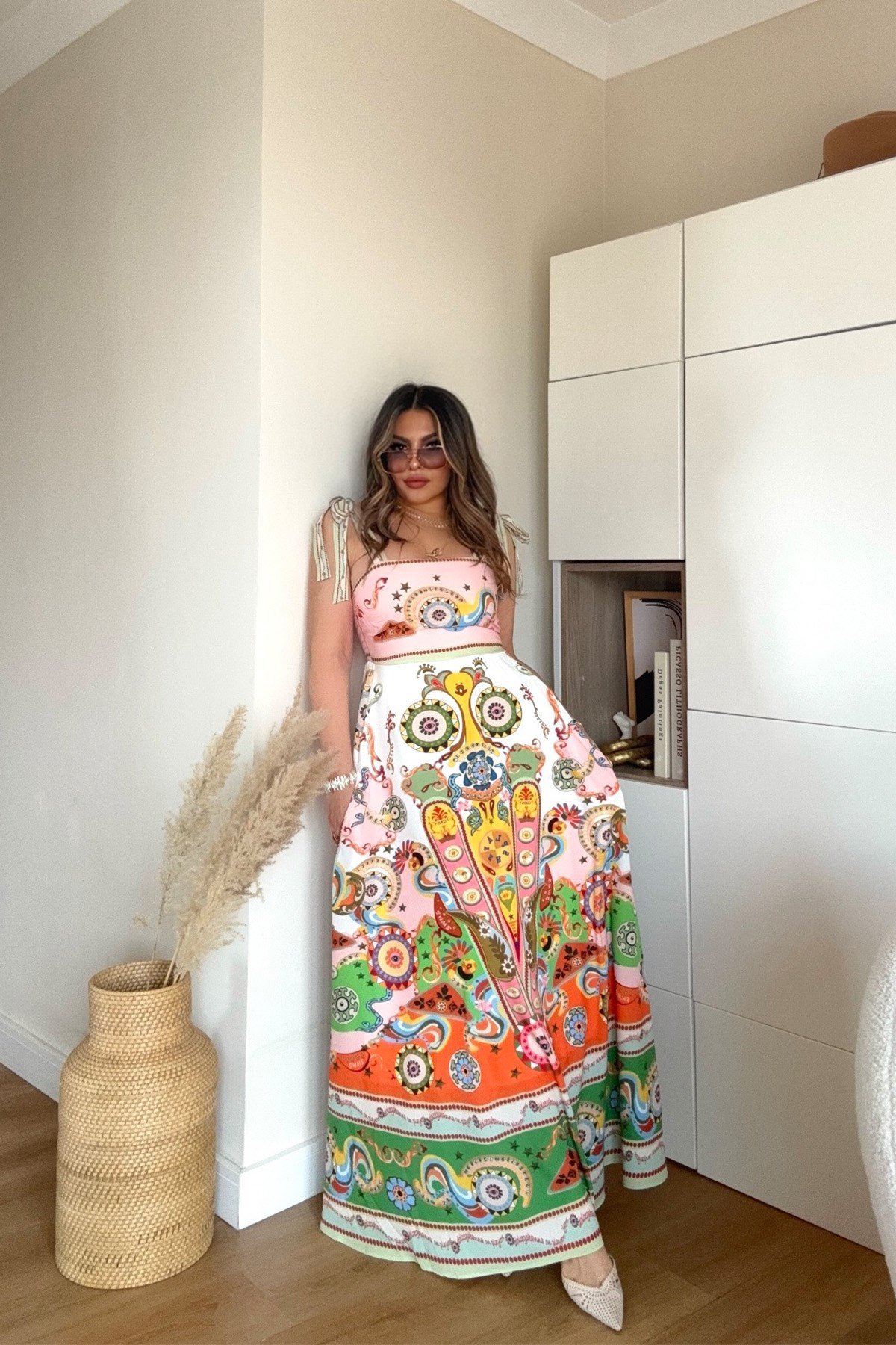 Tasarım Model Bağcık Askılı Elbise Pembe