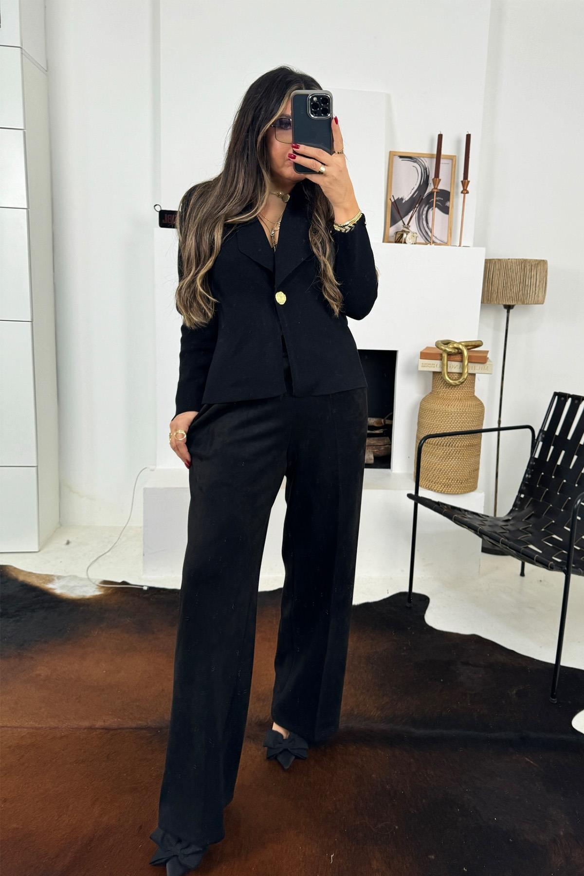 Tek Düğme Ceket Model Hırka Siyah