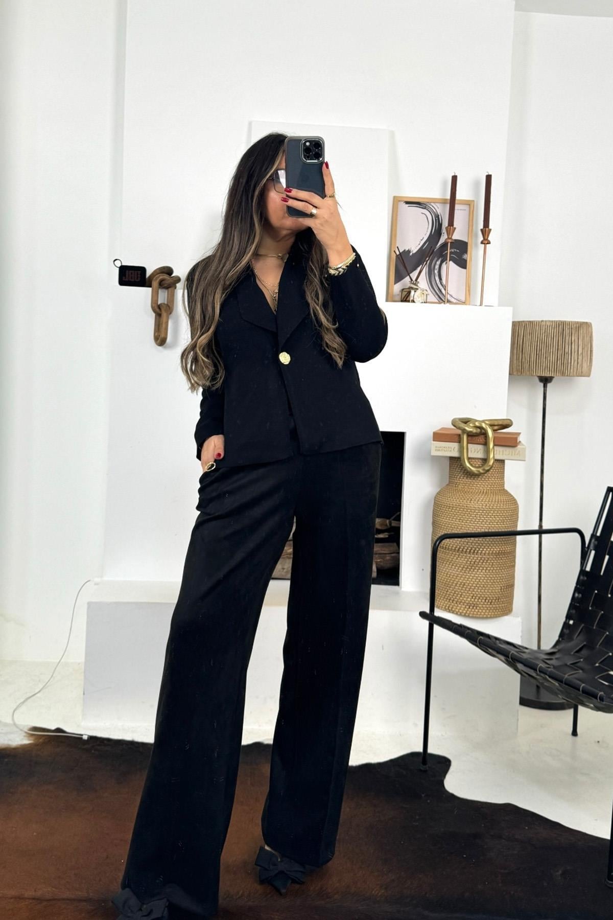 Tek Düğme Ceket Model Hırka Siyah