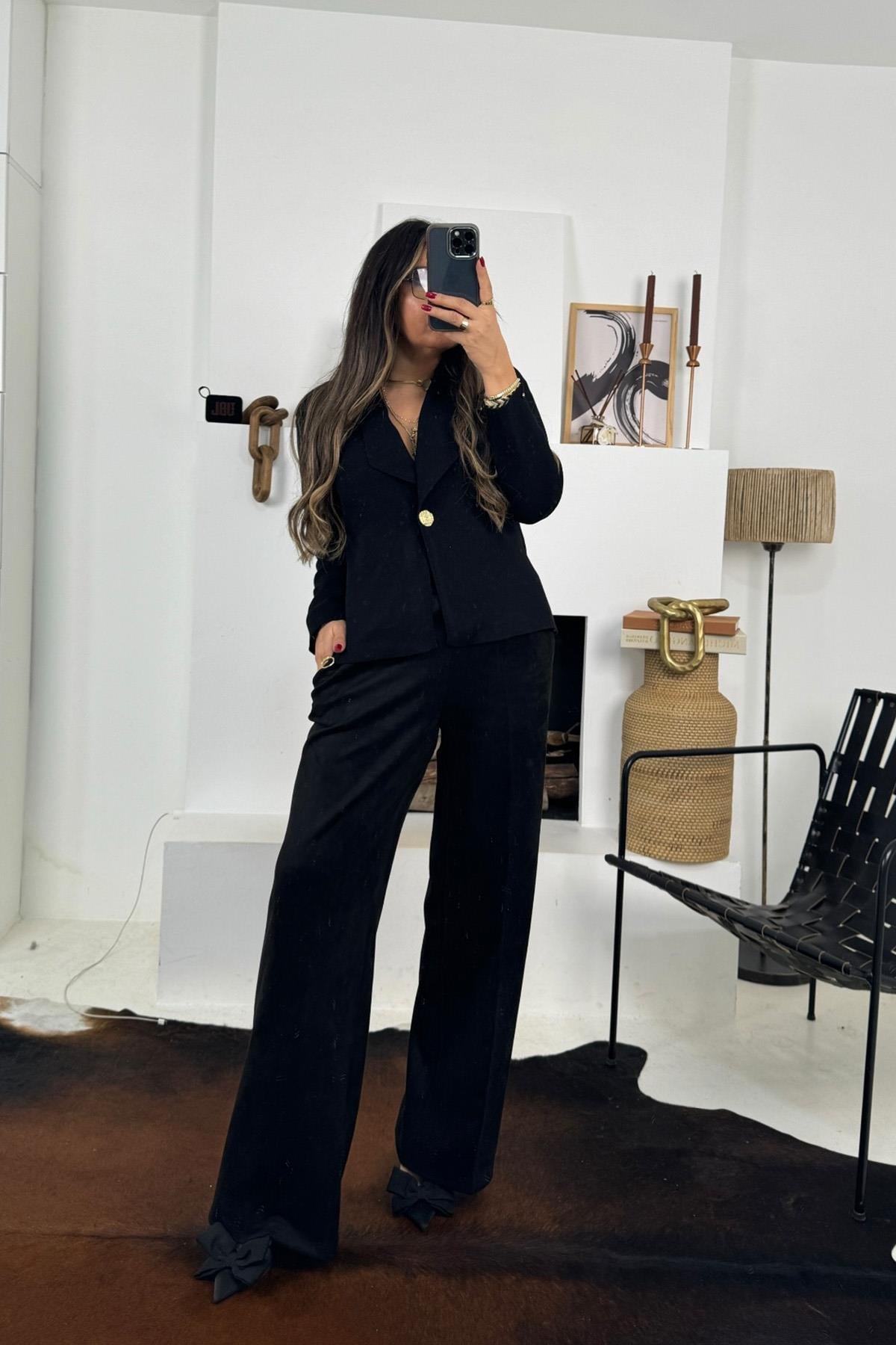 Tek Düğme Ceket Model Hırka Siyah