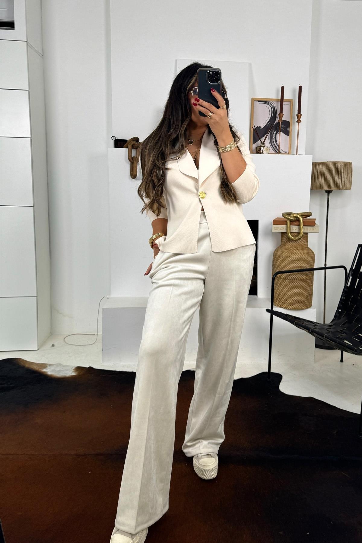 Tek Düğme Ceket Model Hırka Taş