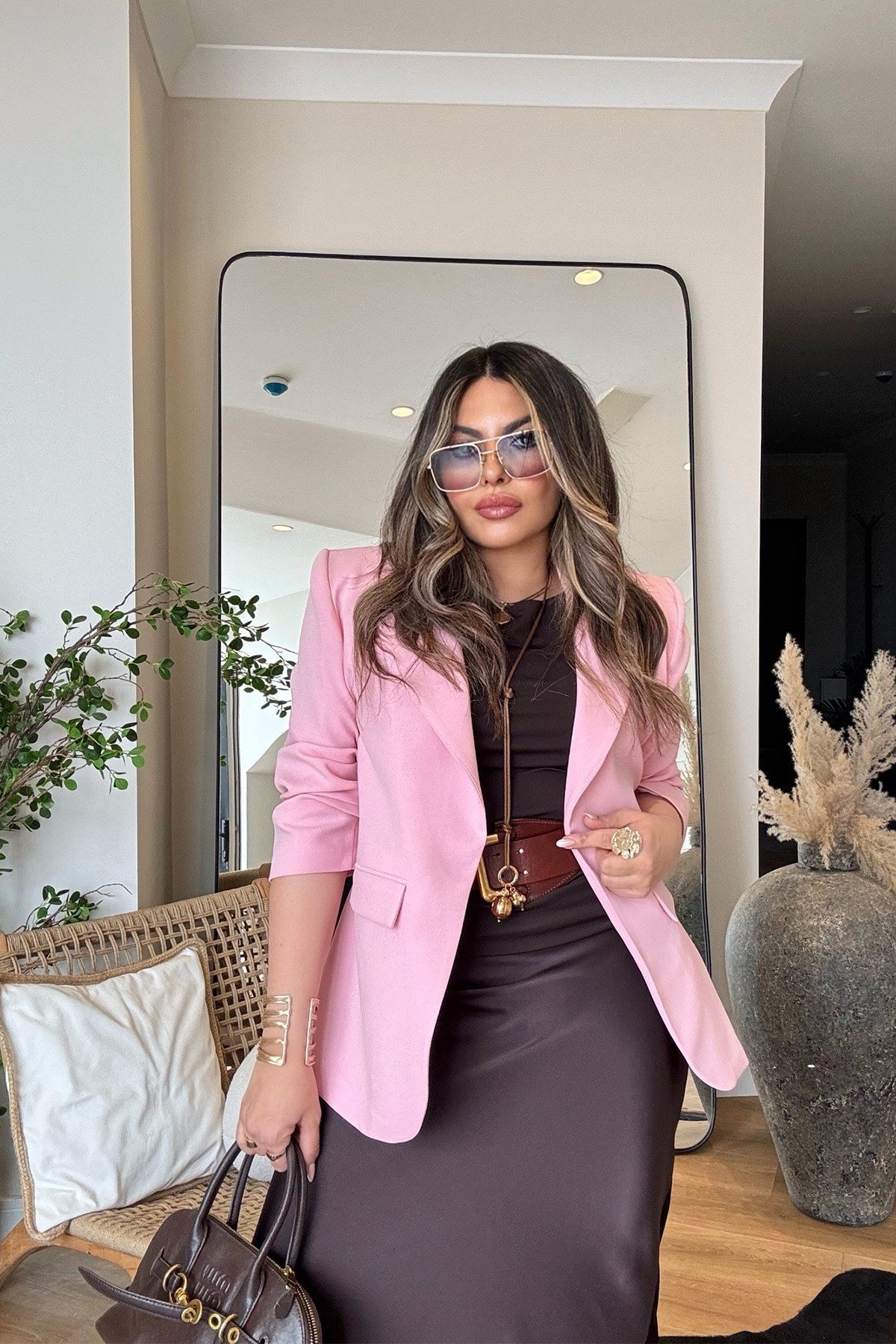 Tek Düğme Tasarım Ceket Şeker Pembe