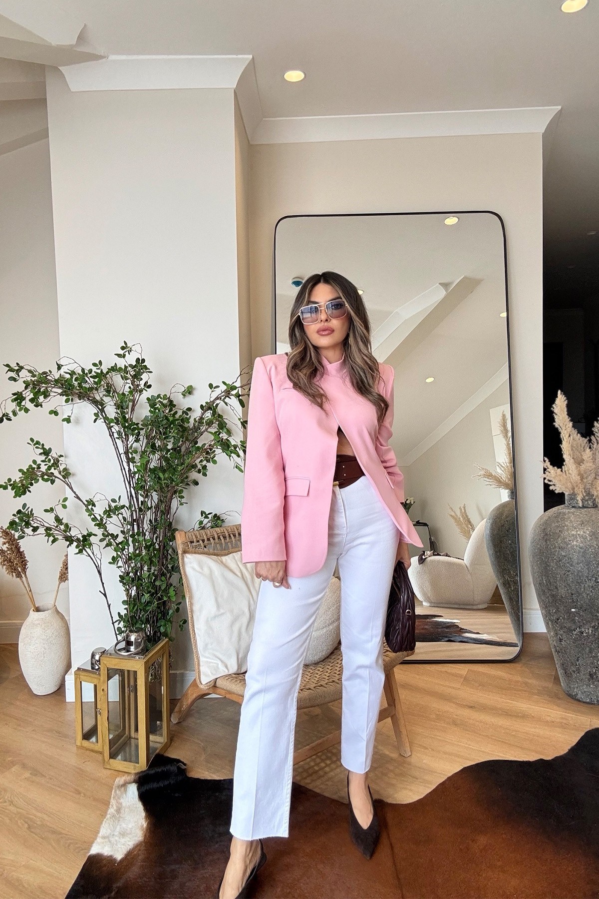 Tek Düğme Tasarım Ceket Şeker Pembe