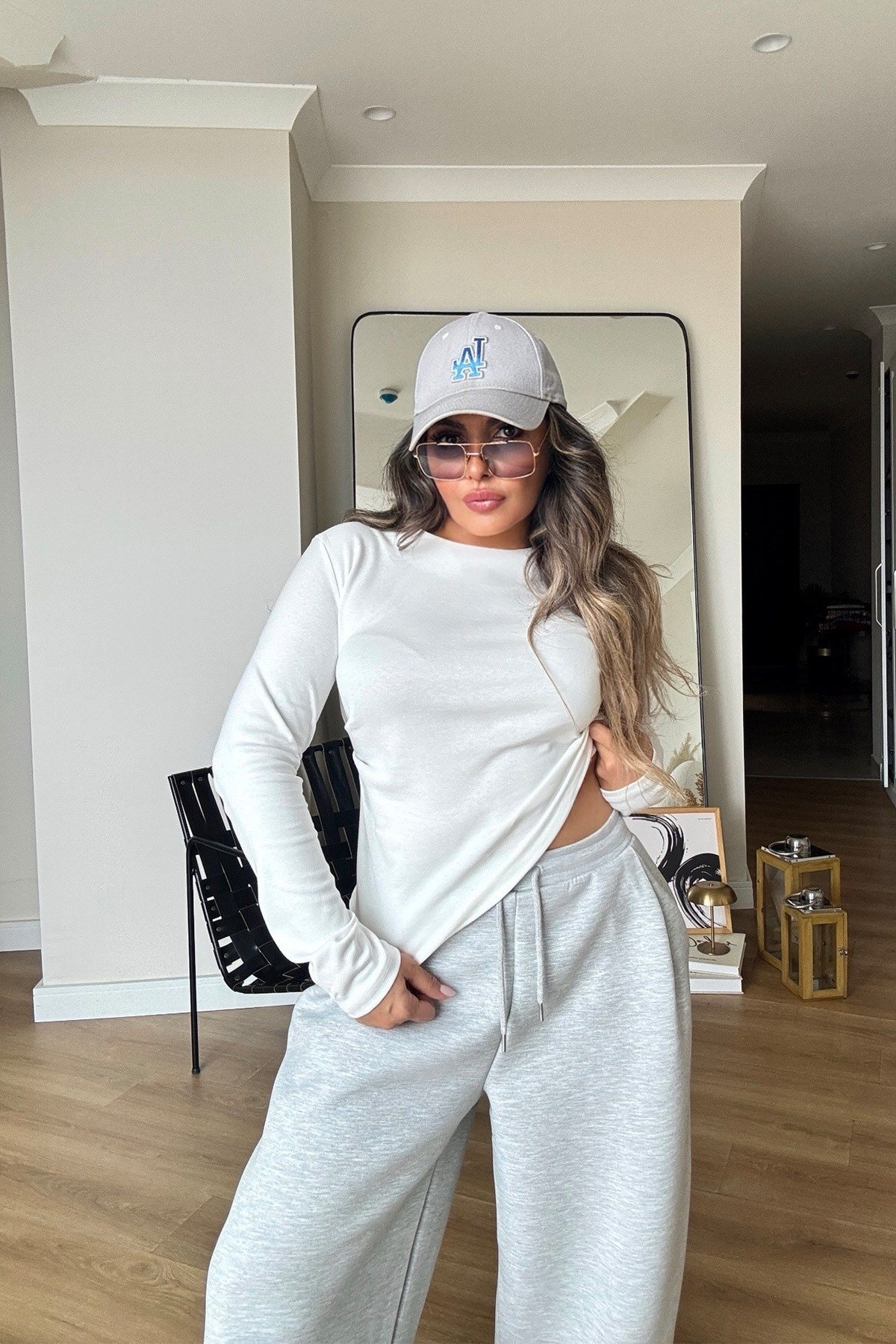 Tek Yanı Büzgülü Basic Body Ekru