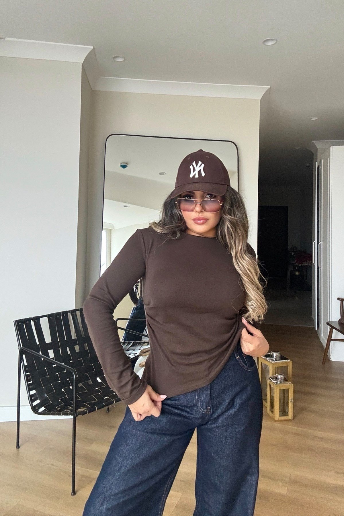 Tek Yanı Büzgülü Basic Body Kahve