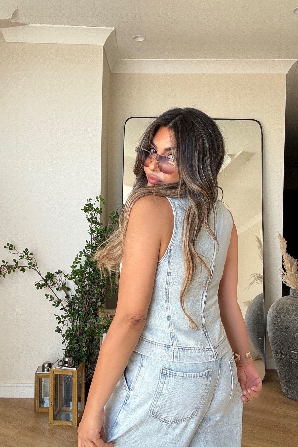 Tencel Denim Fermuarlı Takım Açık Mavi