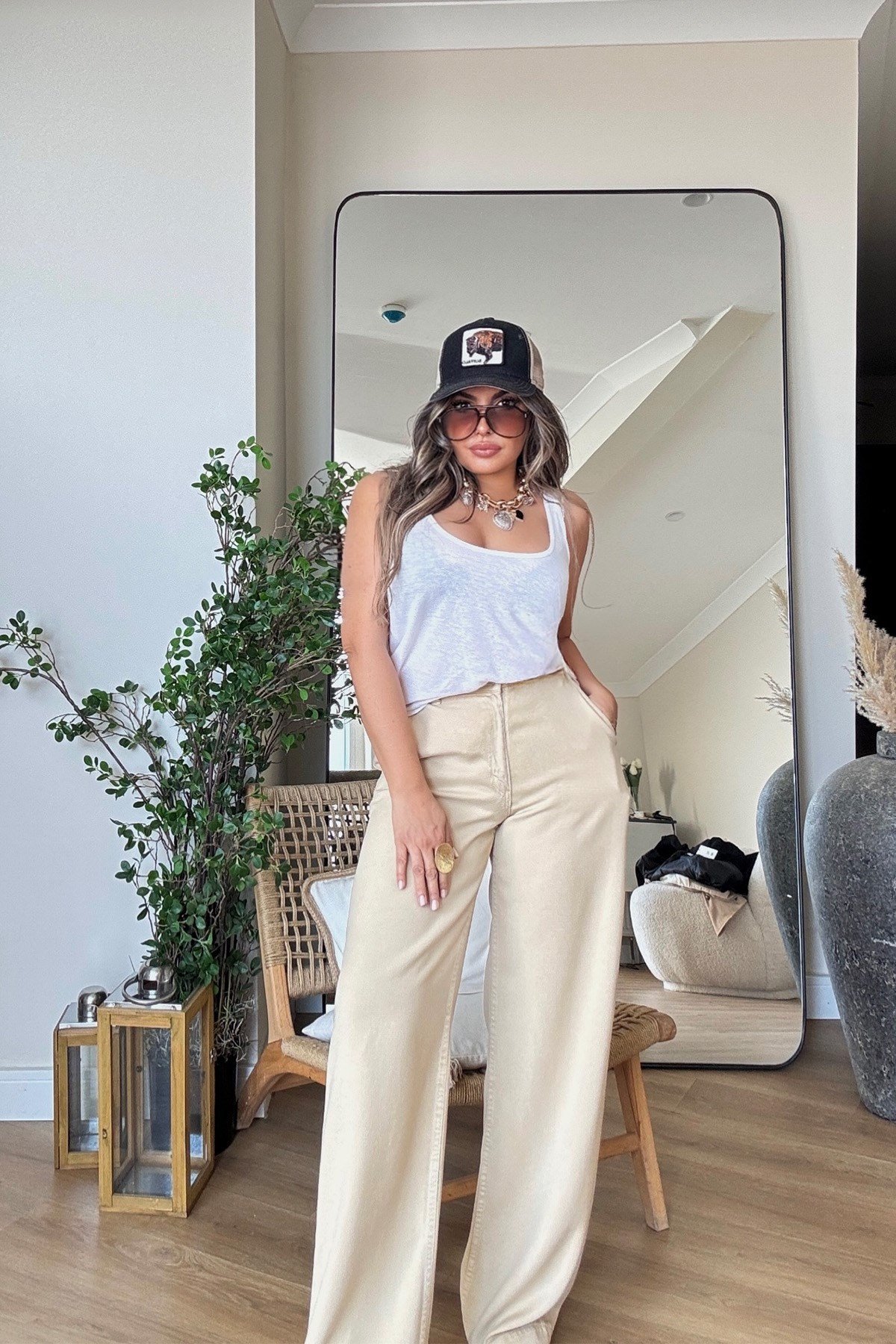 Tencel Denim Pantolon Camel