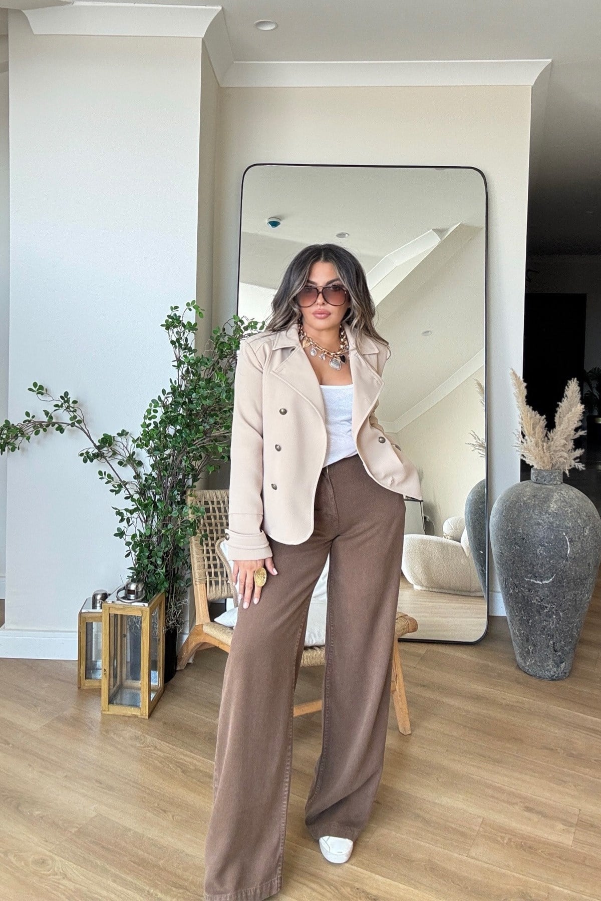 Tencel Denim Pantolon Kahve