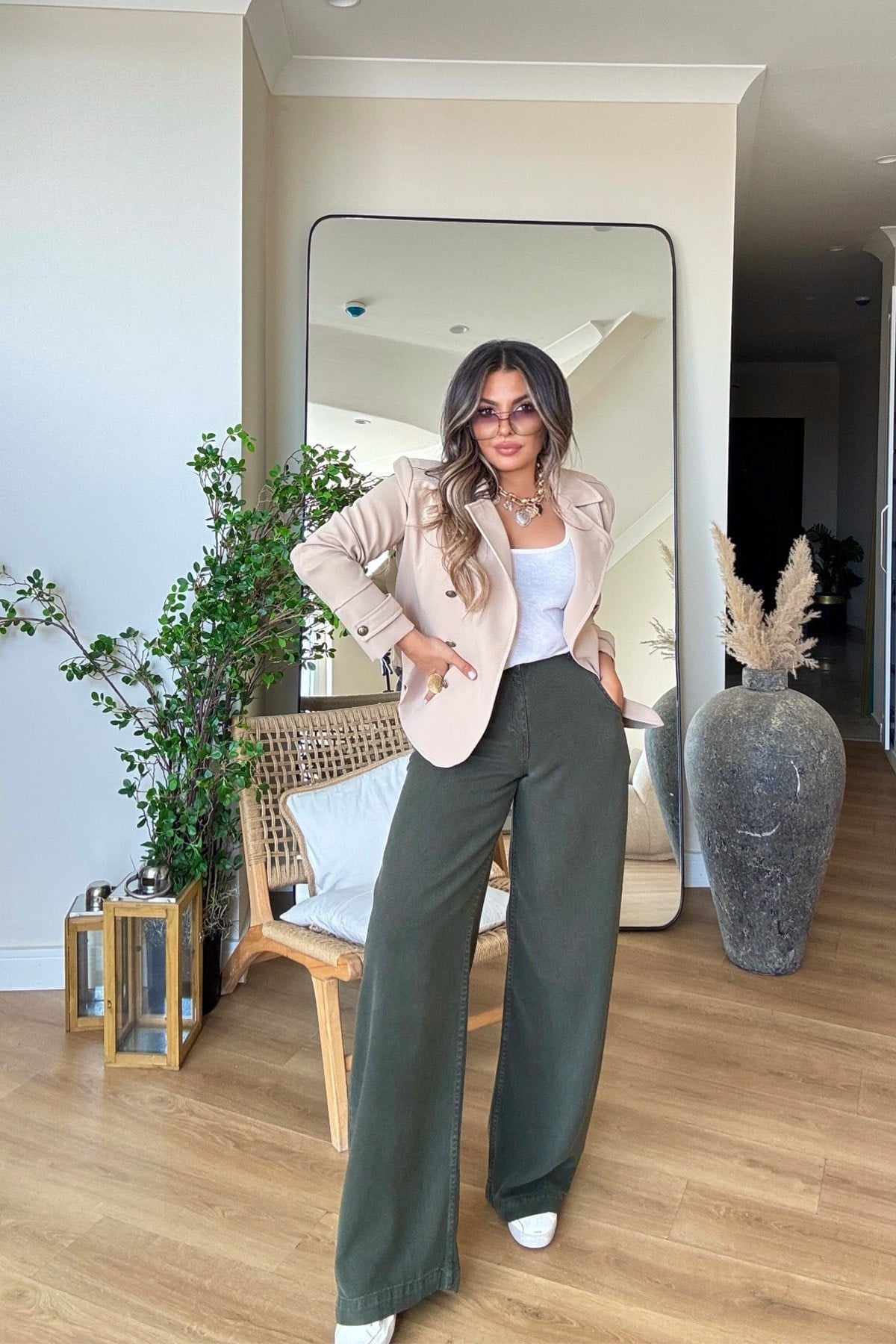 Tencel Denim Pantolon Koyu Yeşil