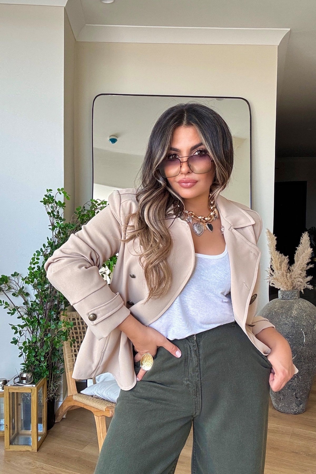Tencel Denim Pantolon Koyu Yeşil
