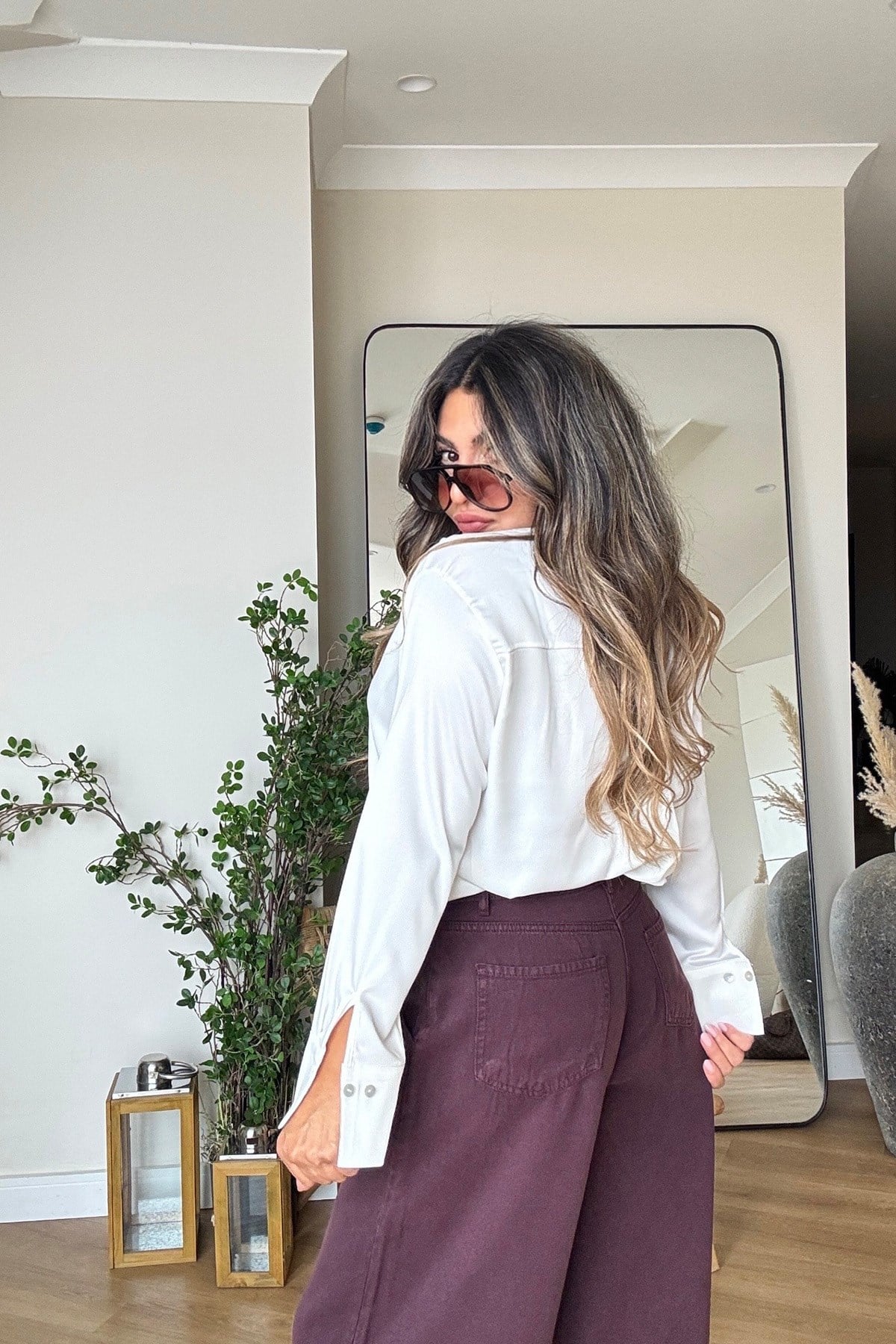 Tencel Denim Pantolon Mürdüm
