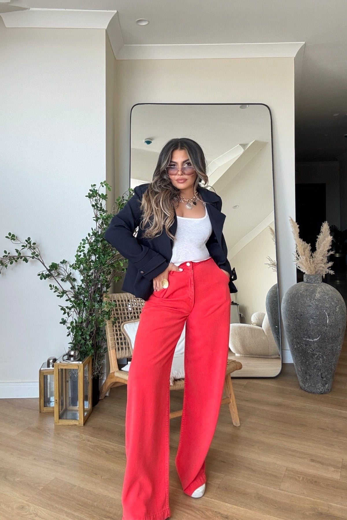 Tencel Denim Pantolon Nar çiçeği