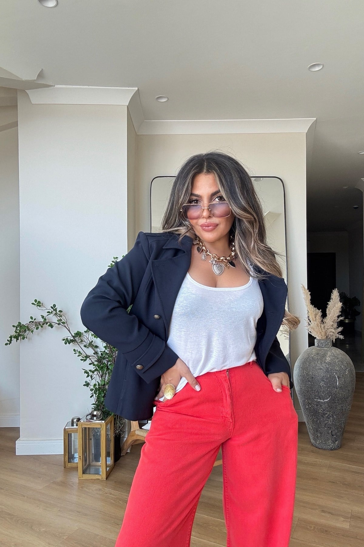 Tencel Denim Pantolon Nar çiçeği