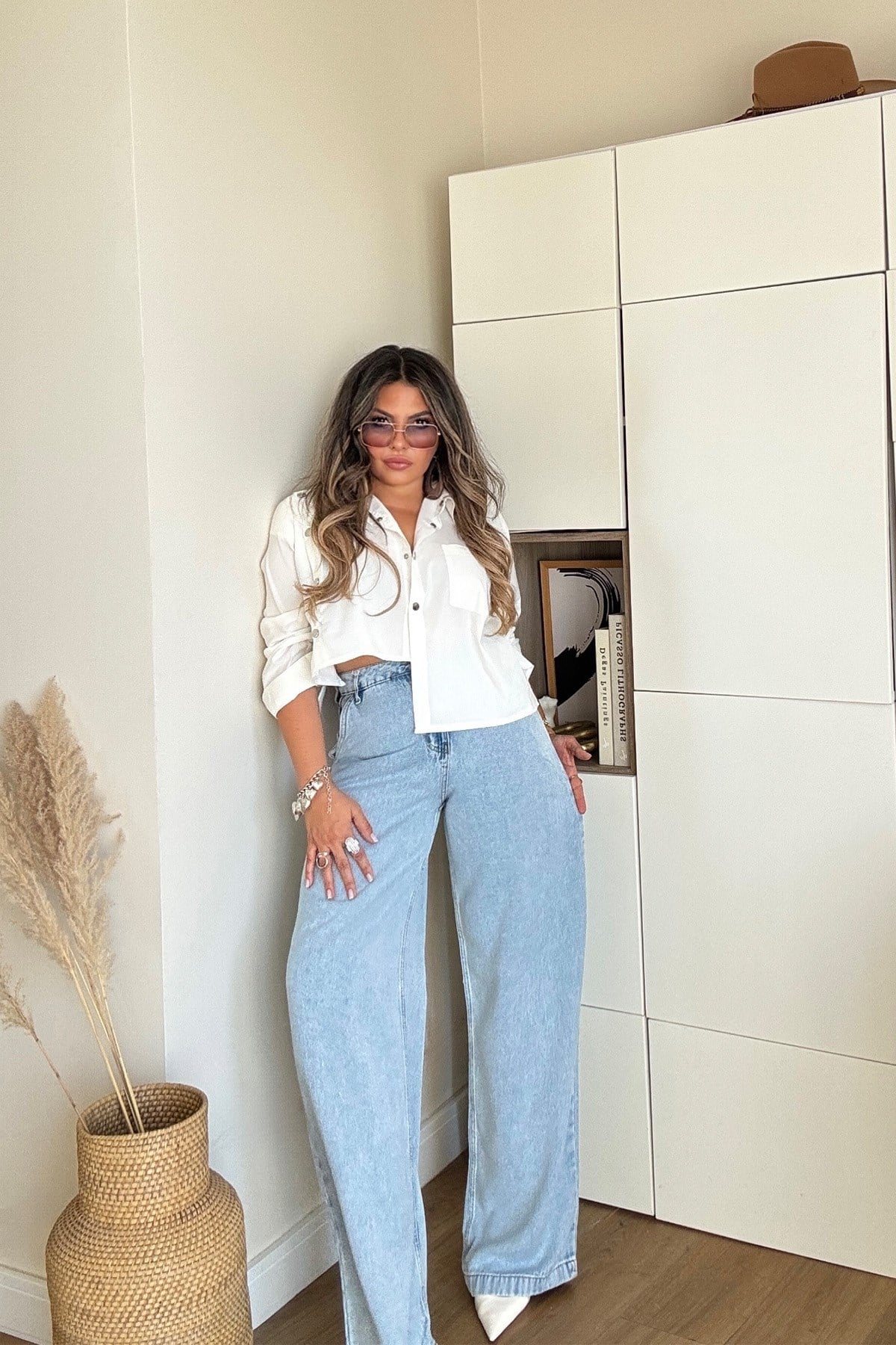 Tencel Denim Yandan Cepli Jean Açık Mavi
