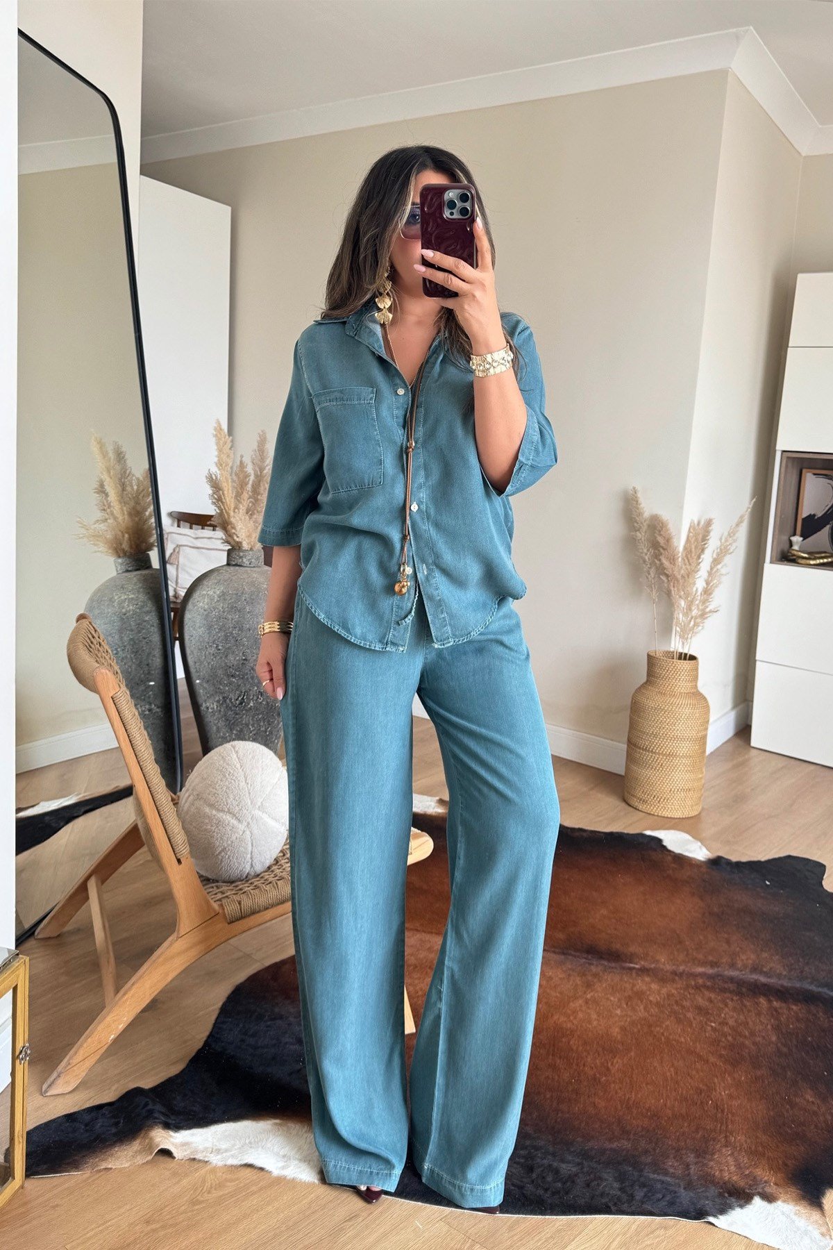 Tencel Kumaş Denim Takım Mavi