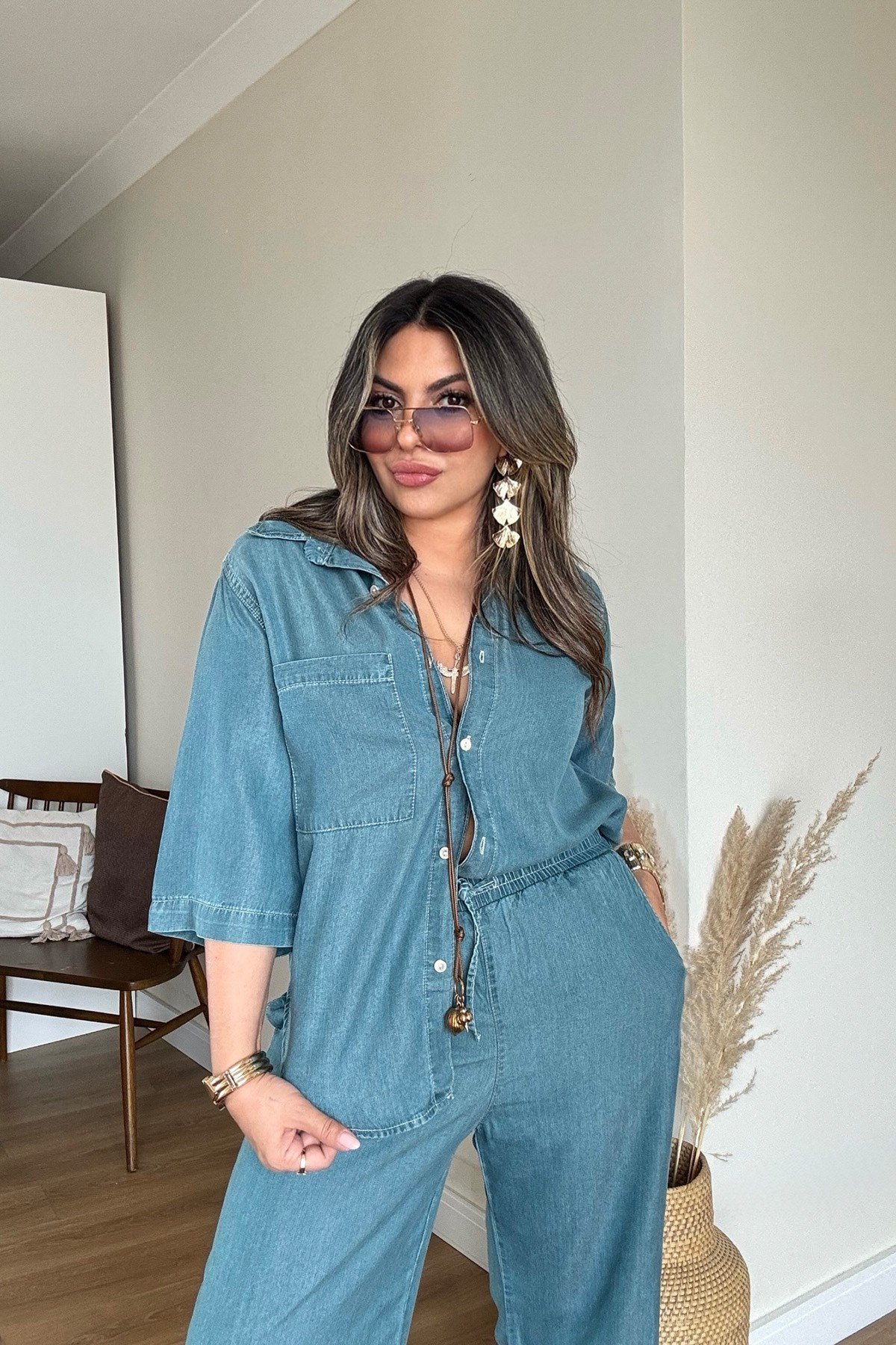 Tencel Kumaş Denim Takım Mavi