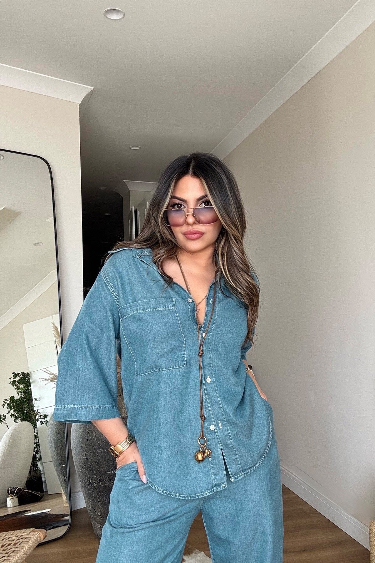 Tencel Kumaş Denim Takım Mavi