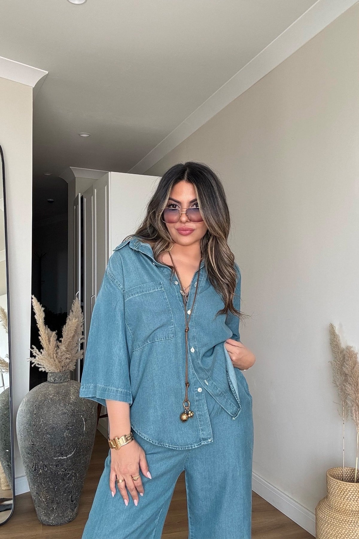 Tencel Kumaş Denim Takım Mavi