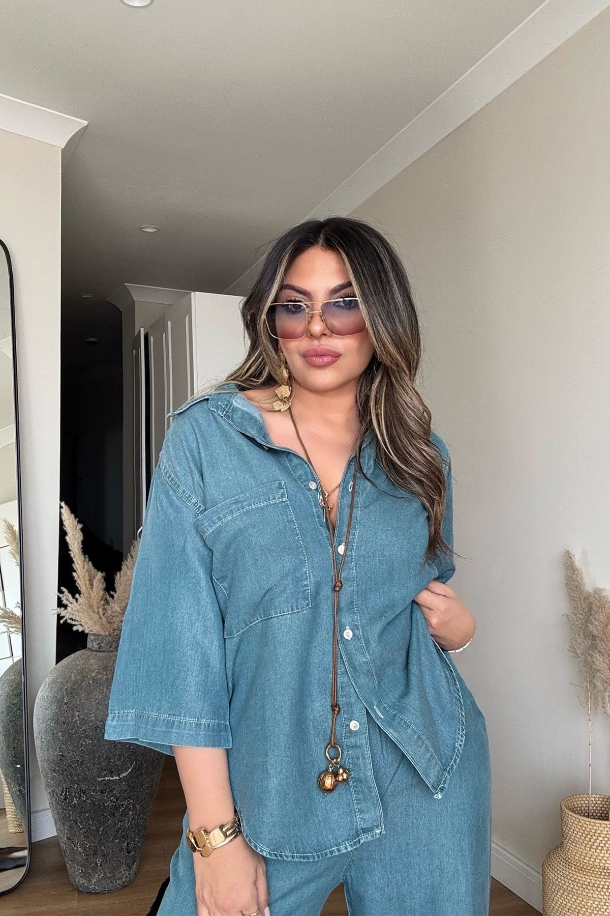 Tencel Kumaş Denim Takım Mavi