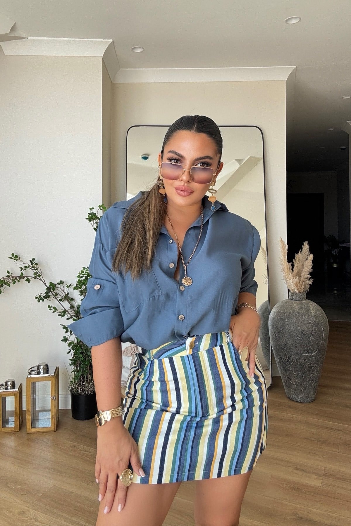 Tencel Kumaş Gömlek İndigo Mavi