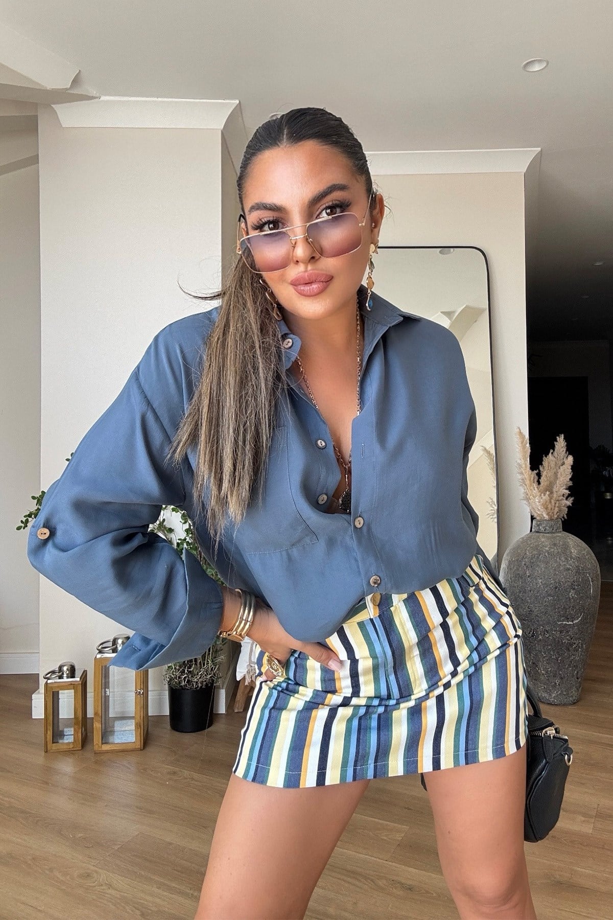 Tencel Kumaş Gömlek İndigo Mavi