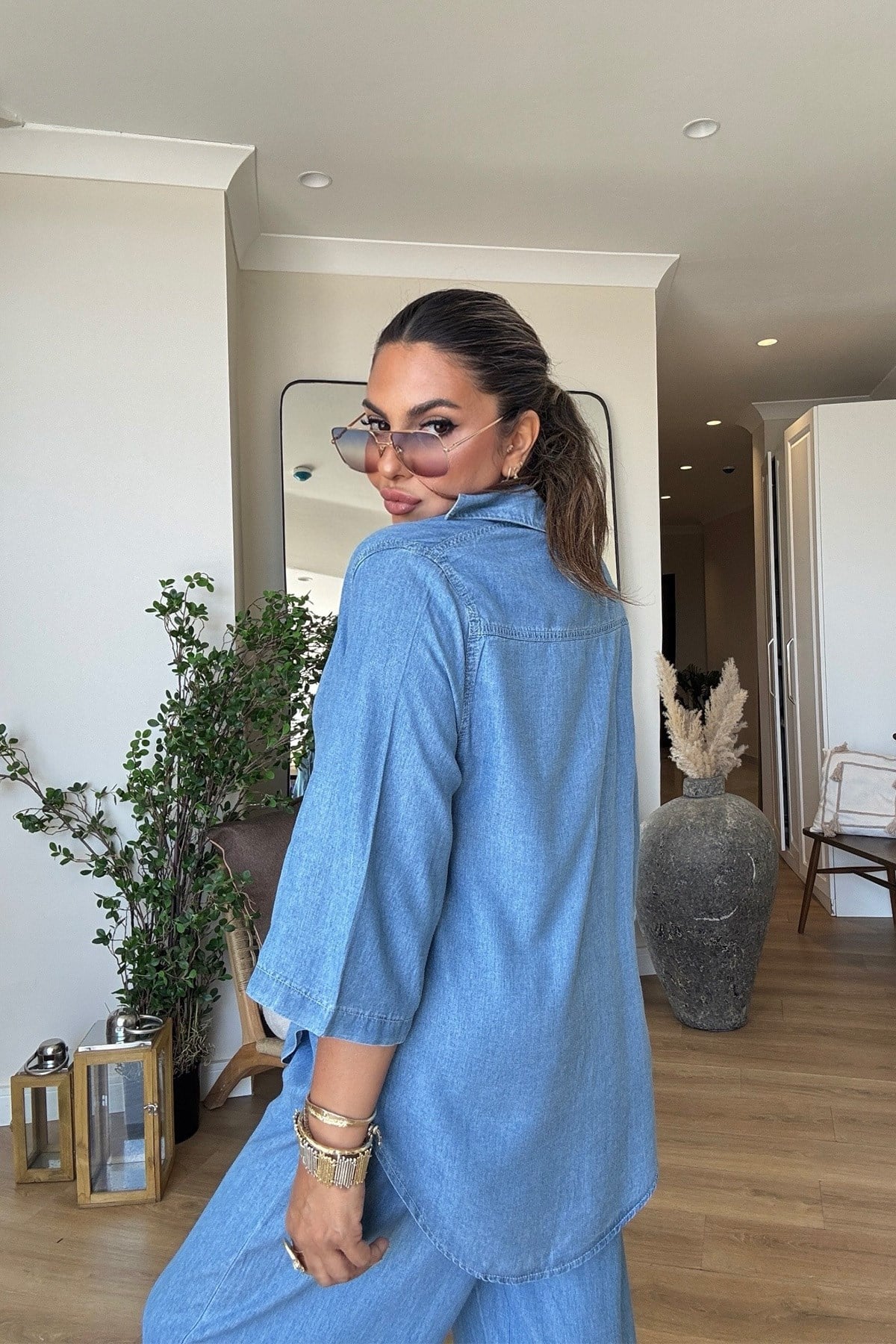 Tencel Kumaş Jean Takım Açık Mavi