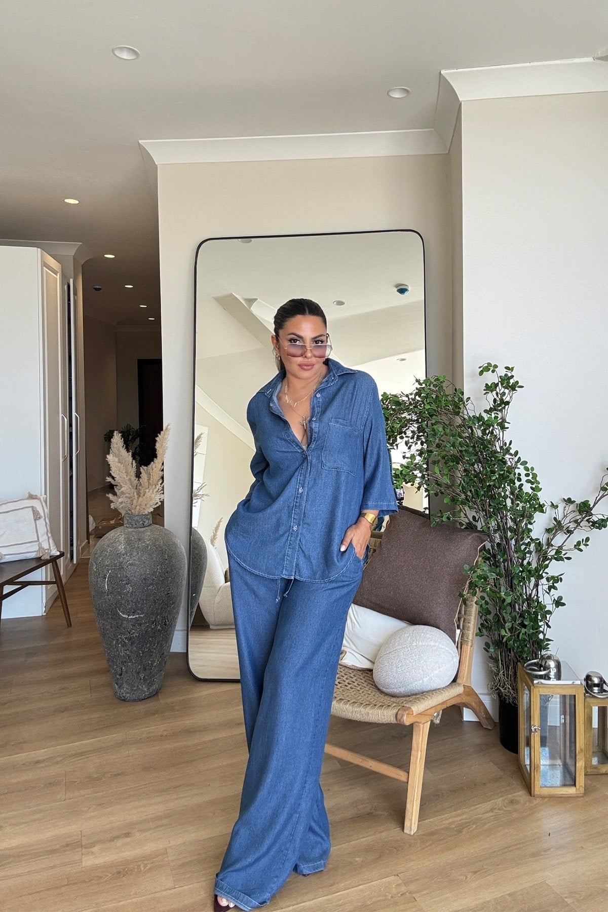 Tencel Kumaş Jean Takım Koyu Mavi