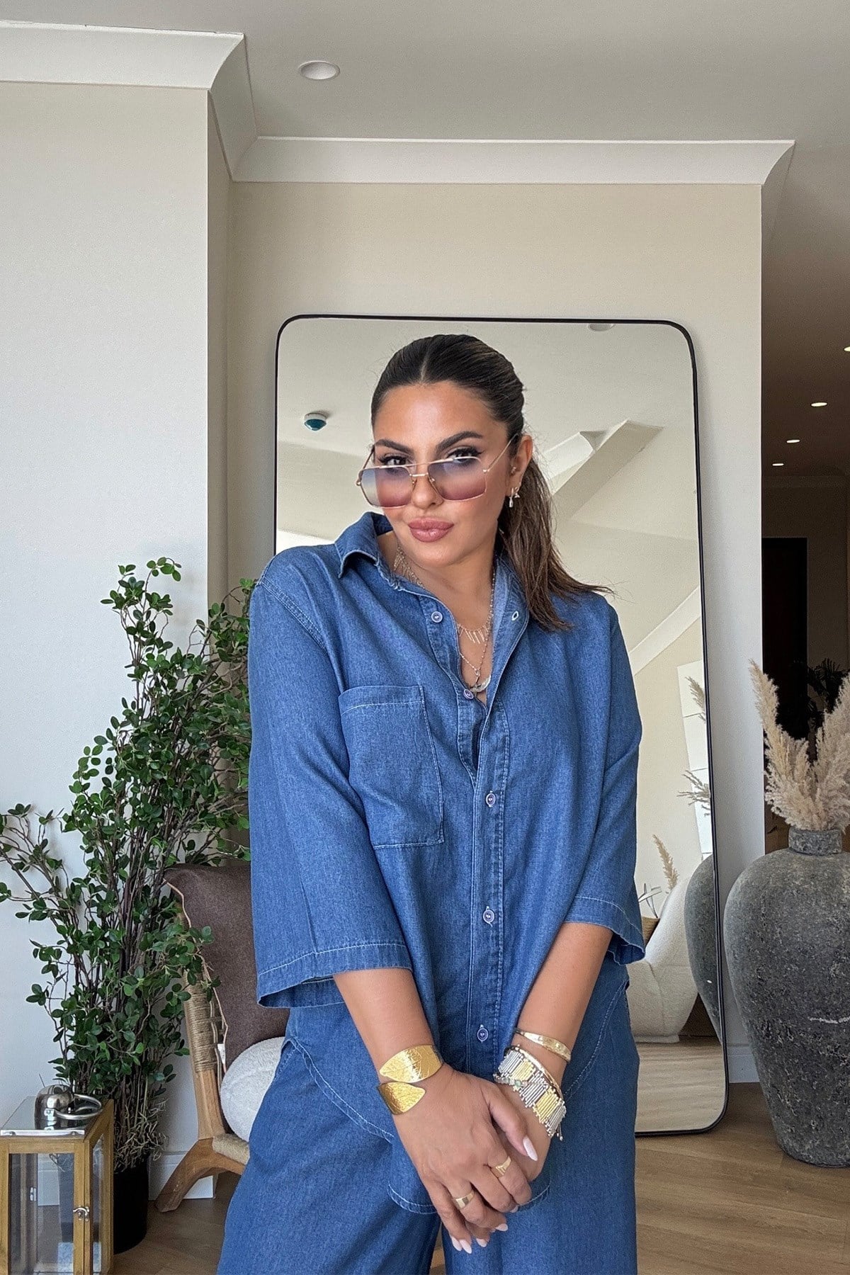 Tencel Kumaş Jean Takım Koyu Mavi