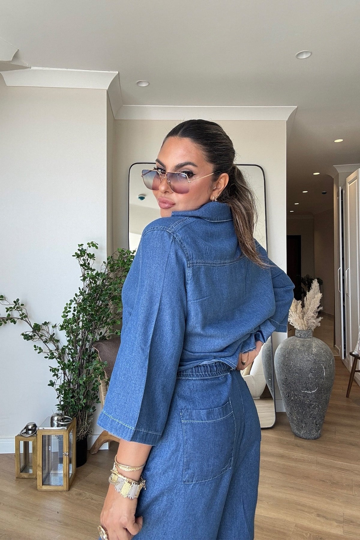 Tencel Kumaş Jean Takım Koyu Mavi