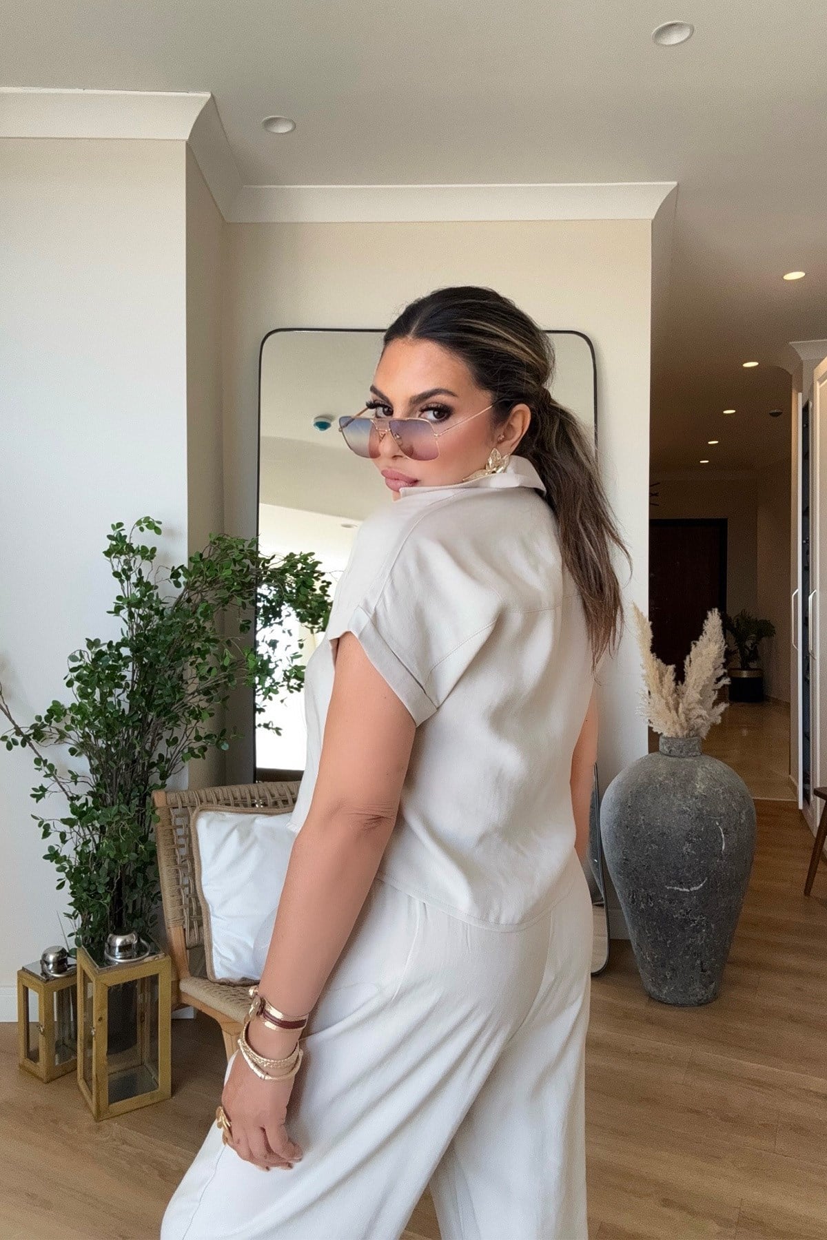 Tencel Kumaş Kısa Kollu Takım Taş