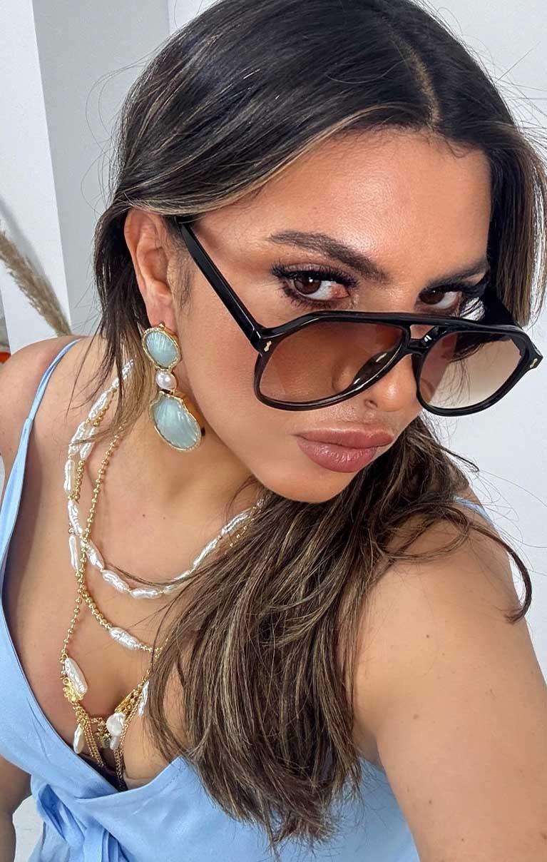 Üçgen Kup Detaylı Maxi Elbise Bebe Mavi