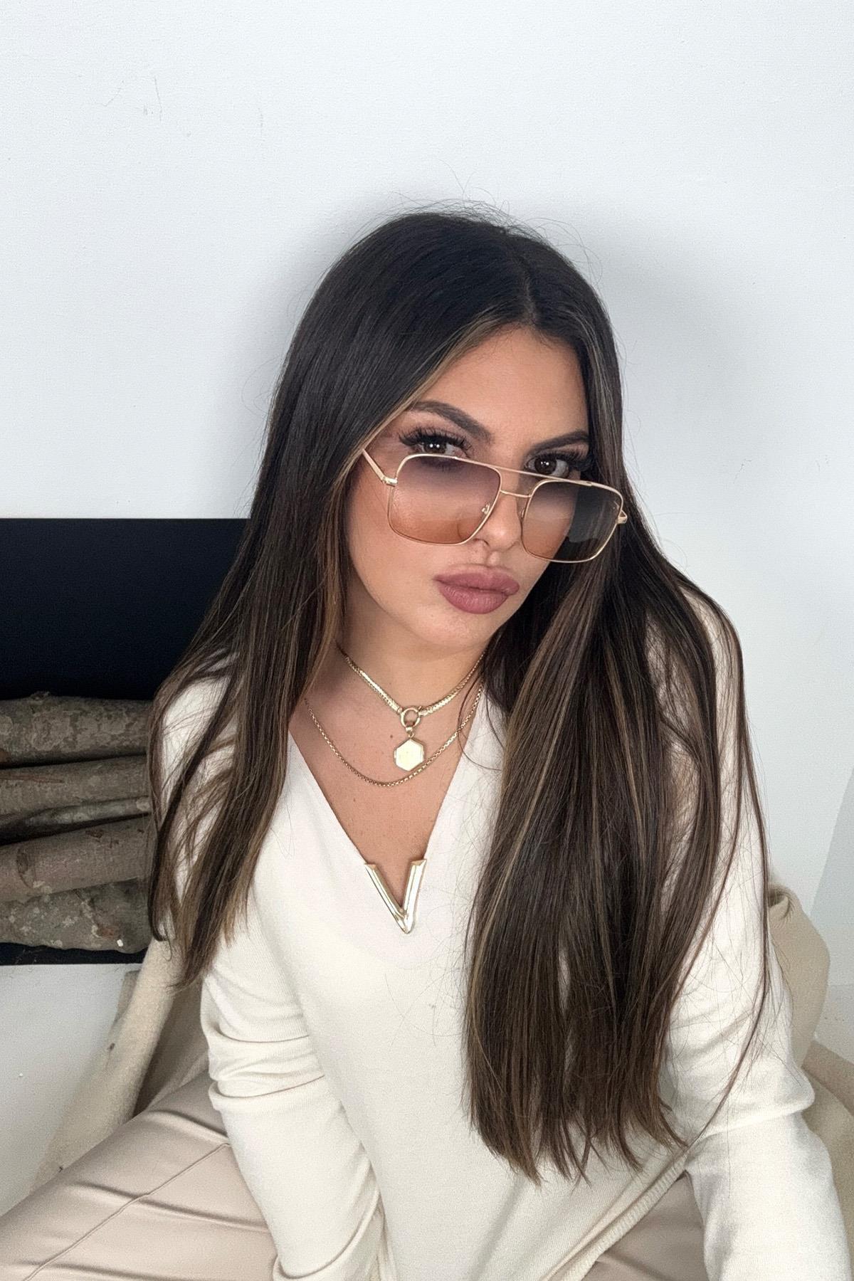 V Yaka Aksesuar Detaylı Basic Kazak Taş