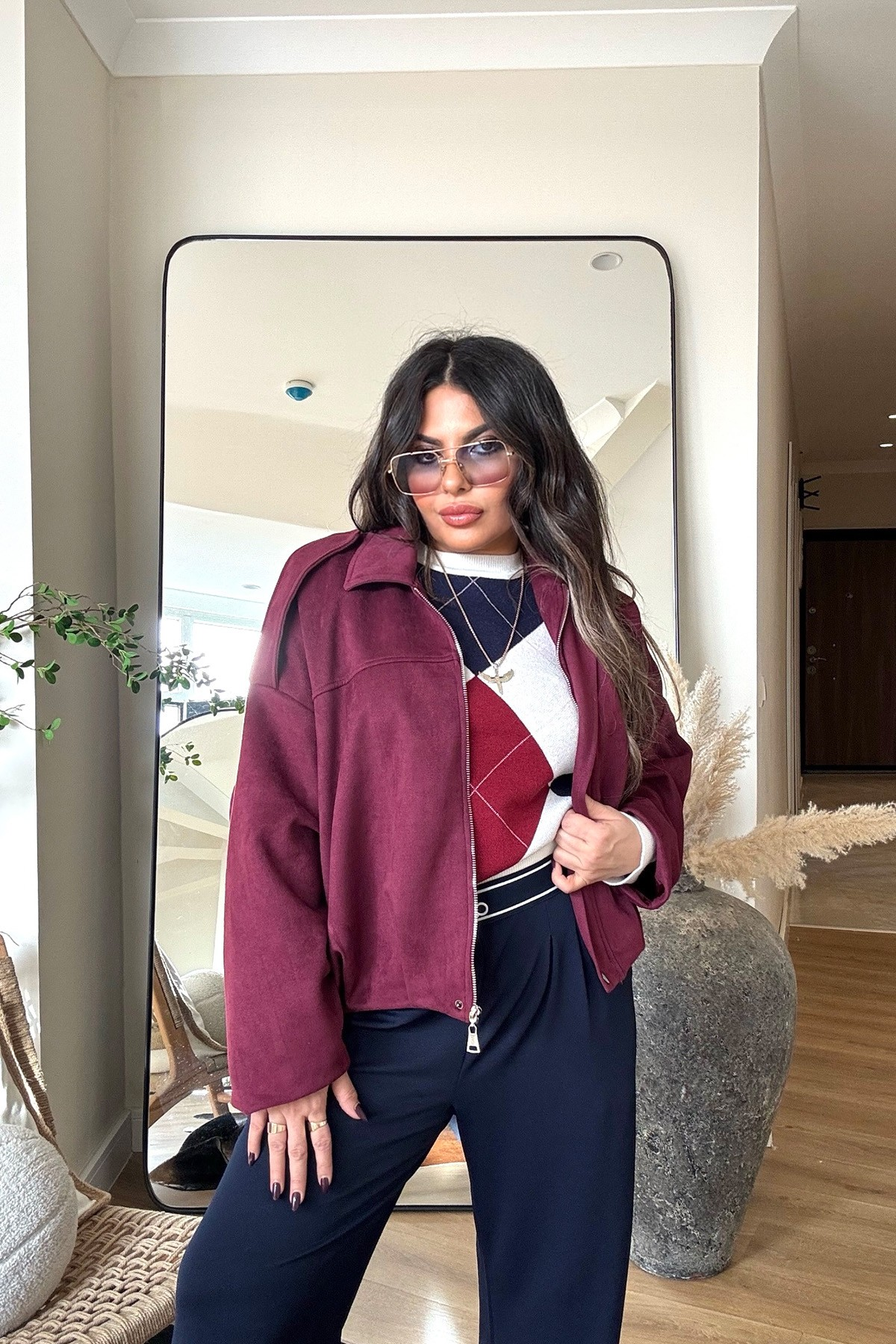 Viscosoft Luxe Triko Kazak Ekru-Lacivert