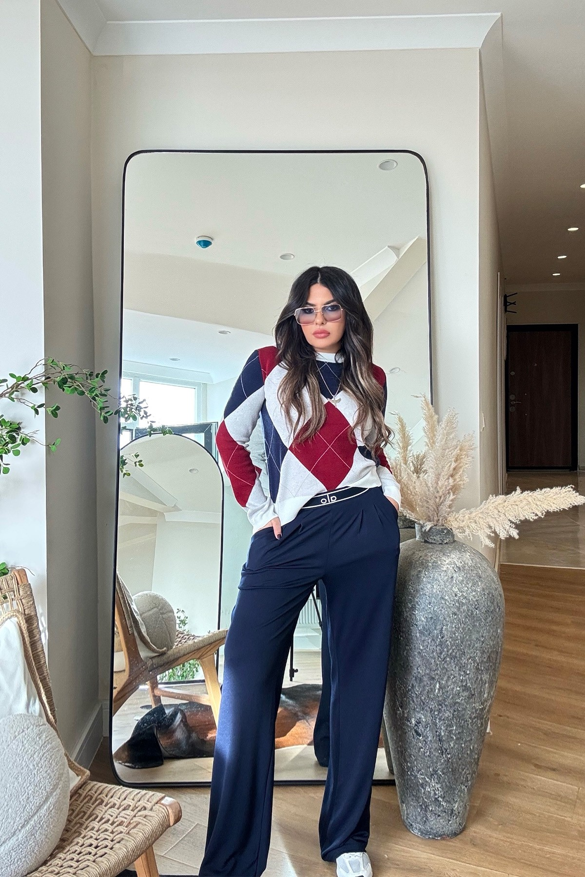 Viscosoft Luxe Triko Kazak Ekru-Lacivert